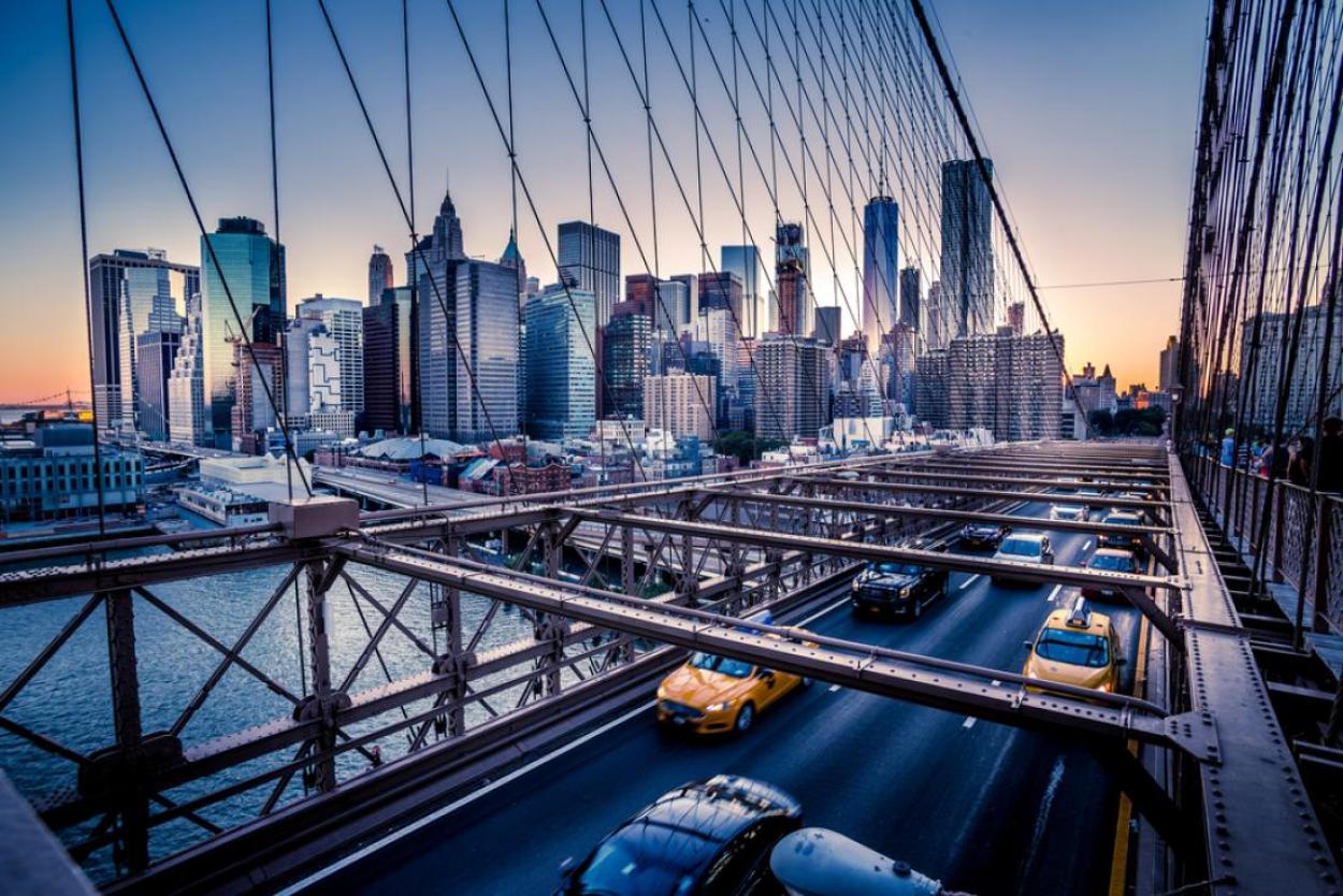 View of New York City from a bridge