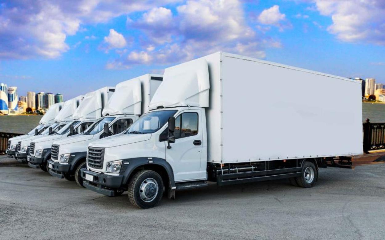 White box trucks lined up