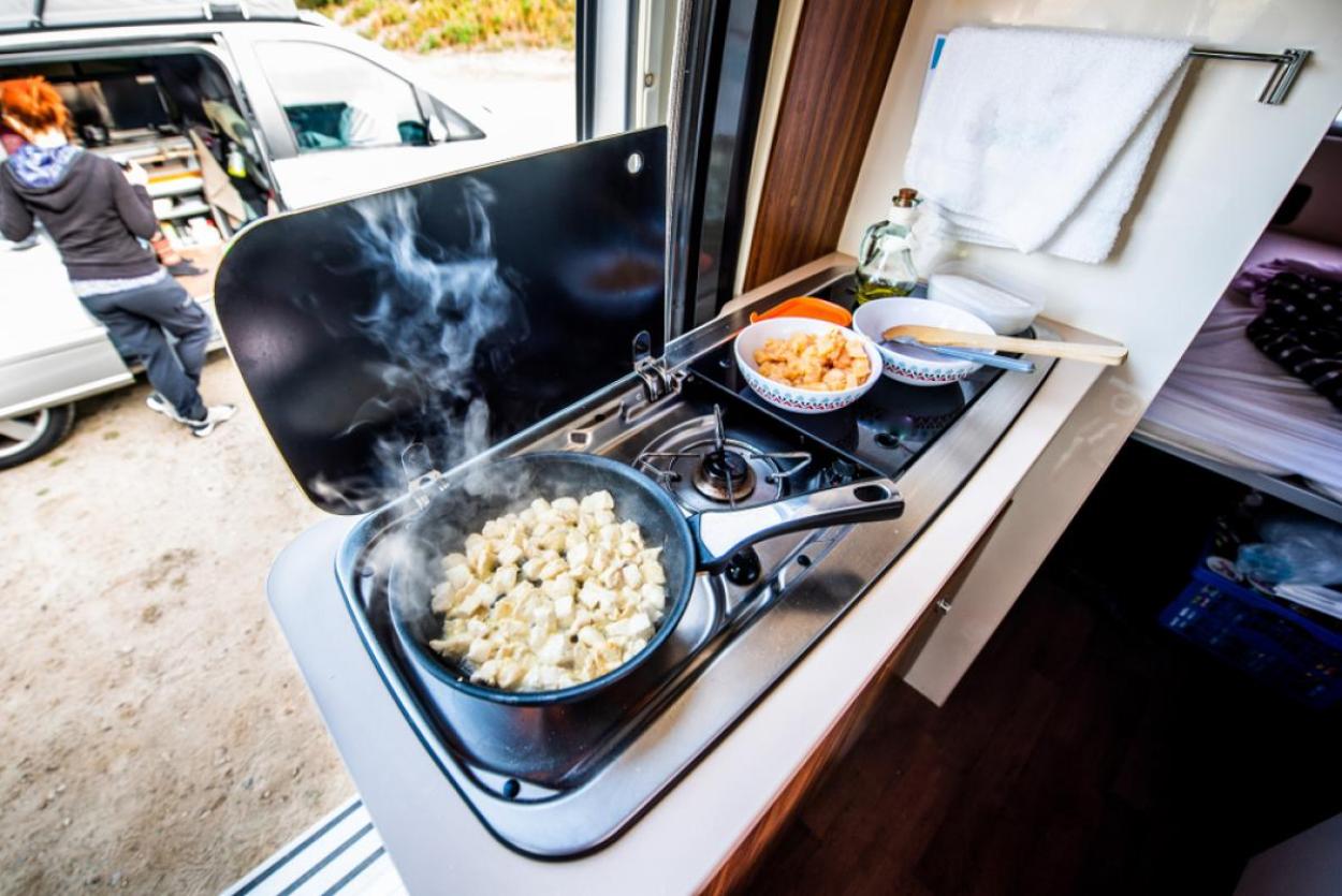 Cooktop in a campervan