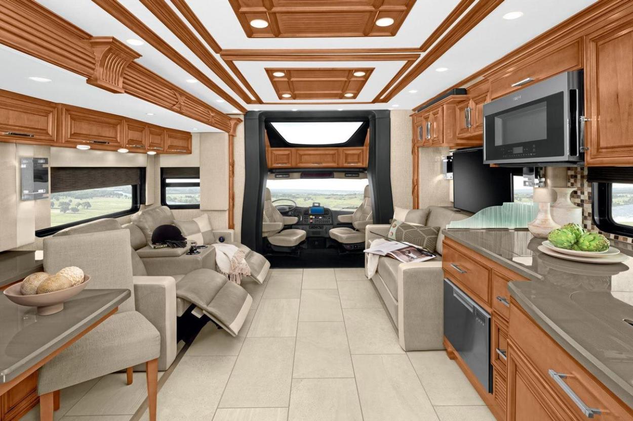 Interior of Super C RV living space