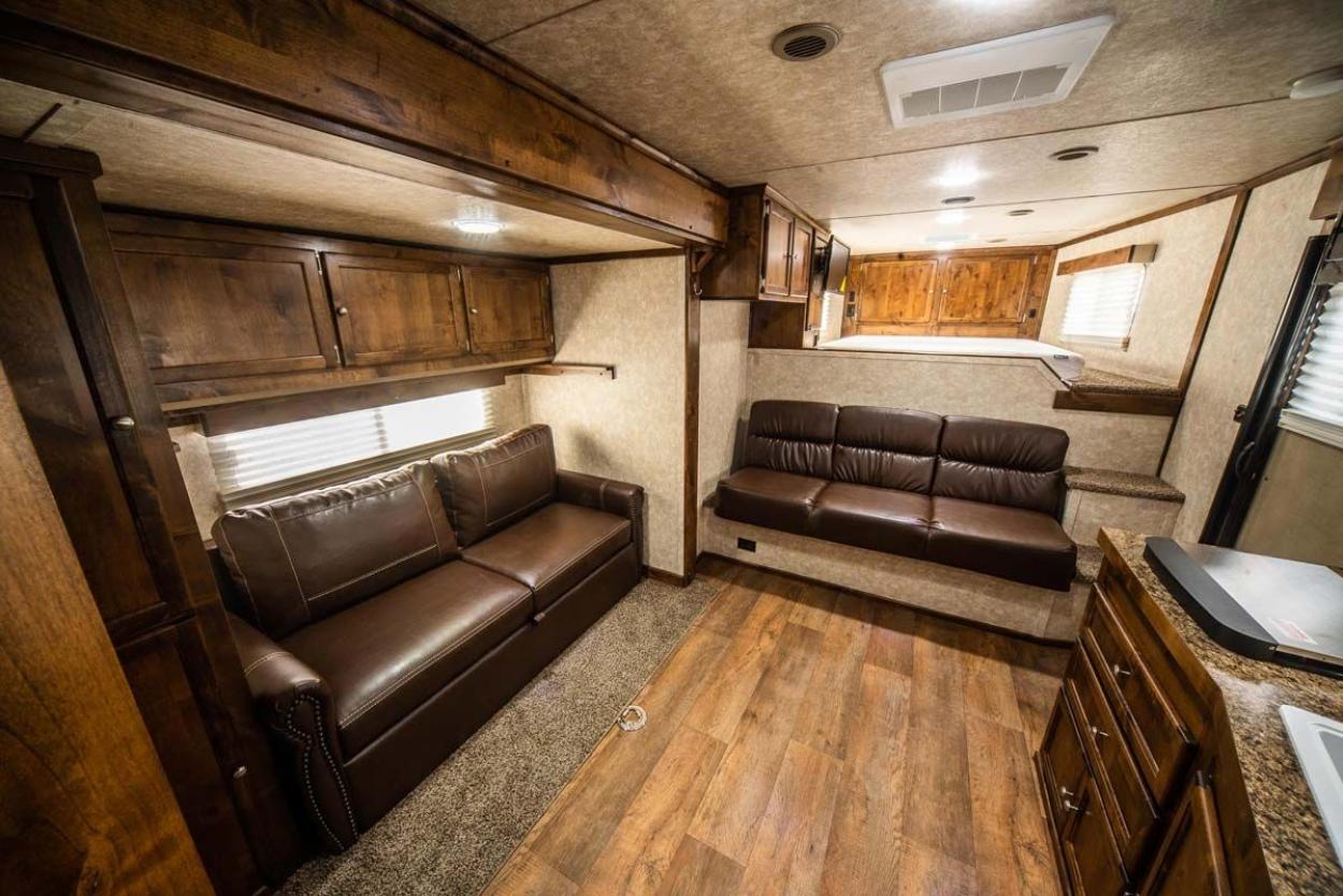 Interior of a living quarters horse trailer