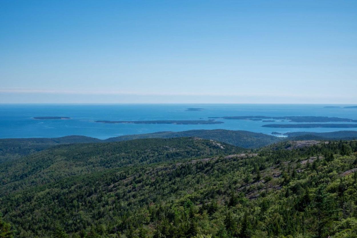 Overview of waterfront in Arcadia National Park in Maine