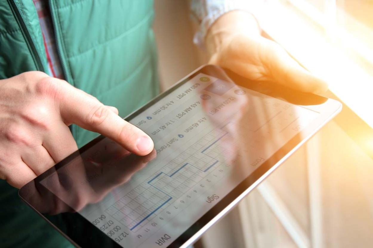 Man working on tablet