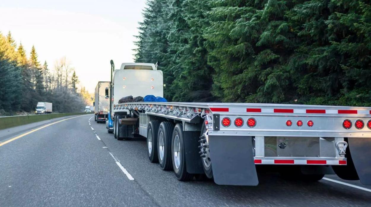 Flatbed truck on the road