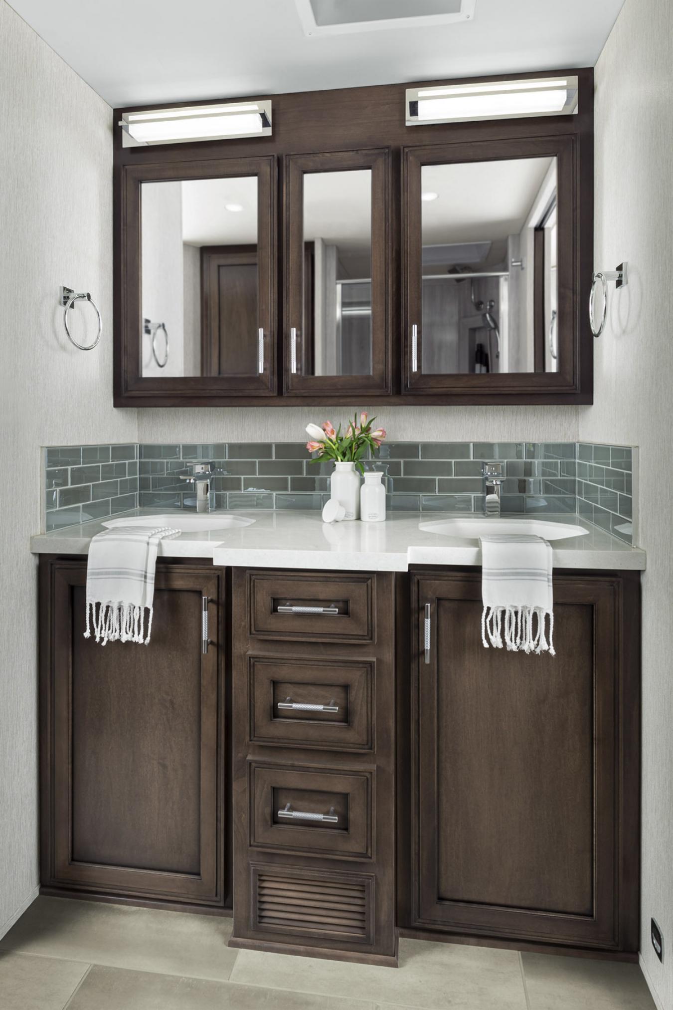 Bathroom vanity inside of a 2022 Newmar Ventana RV