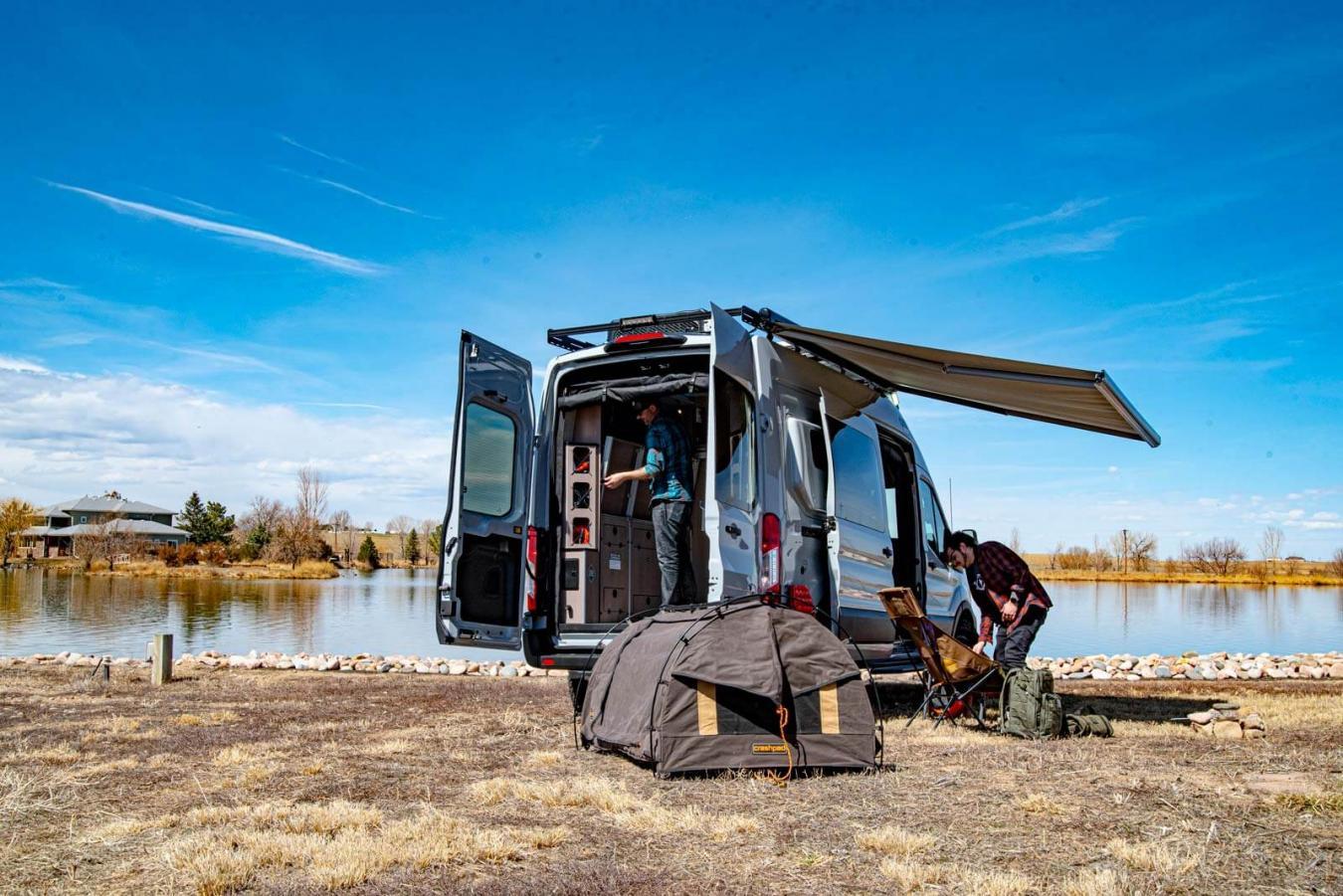 Rear right exterior shot of an open 2022 Antero Kakadu RV