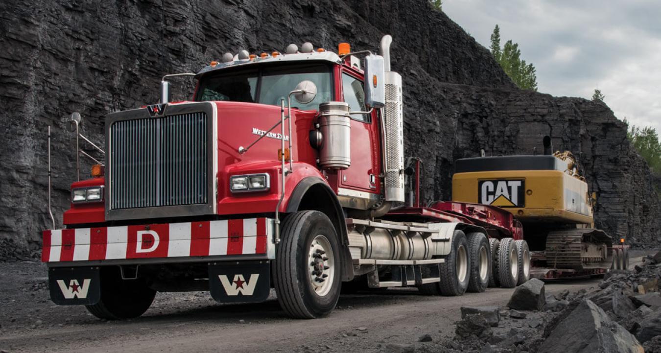 Western Star Truck with a Lowboy Trailer