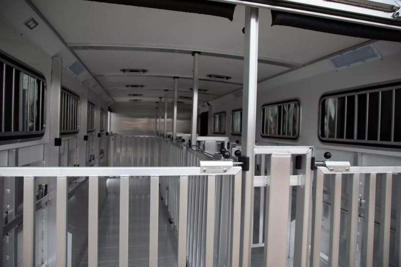 Interior shot of a pen system Cimarron Trailer