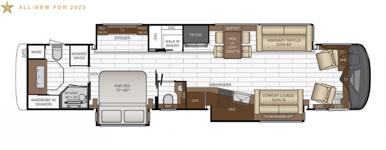 2023 Newmar King Aire 4596 RV Floorplan