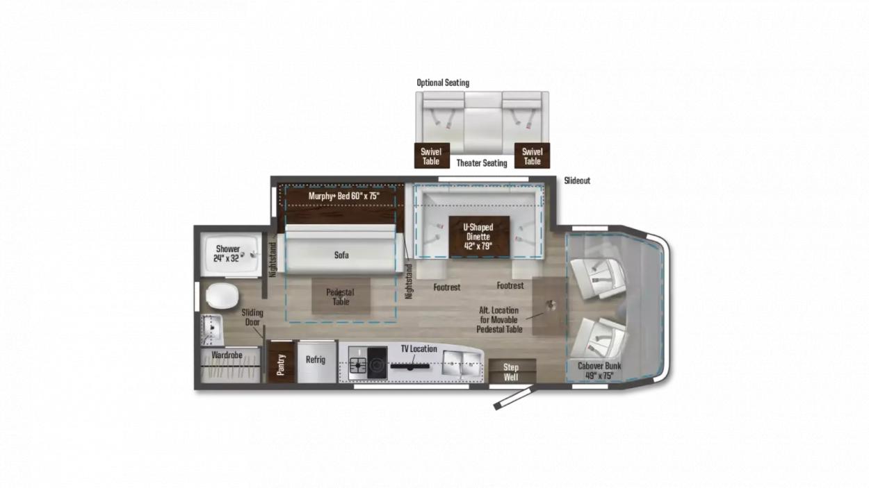 2023 Winnebago Navion 24D RV Floorplan