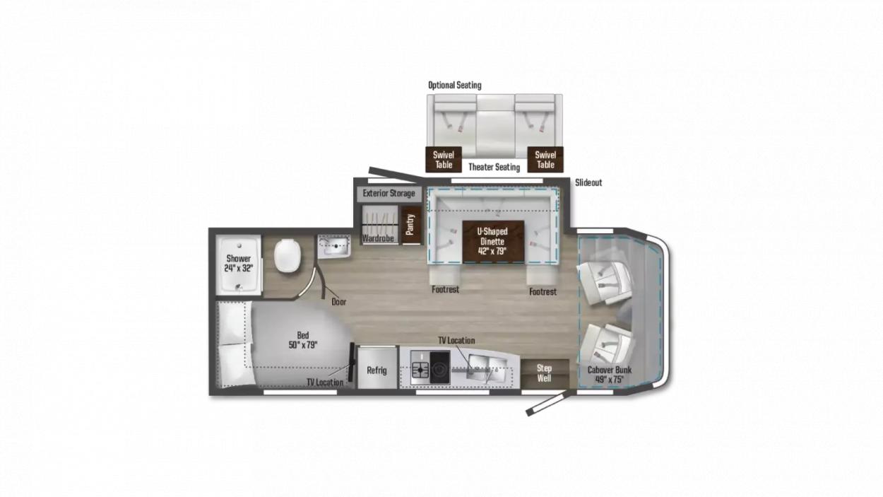 2023 Winnebago Navion 24J RV Floorplan