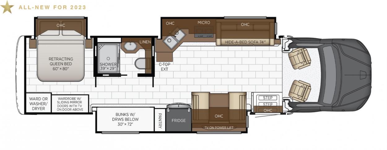 2023 Newmar Super Star 3HLQ RV Floorplan