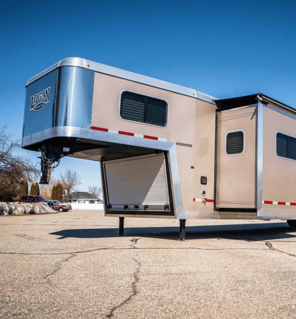 An unattached livestock trailer