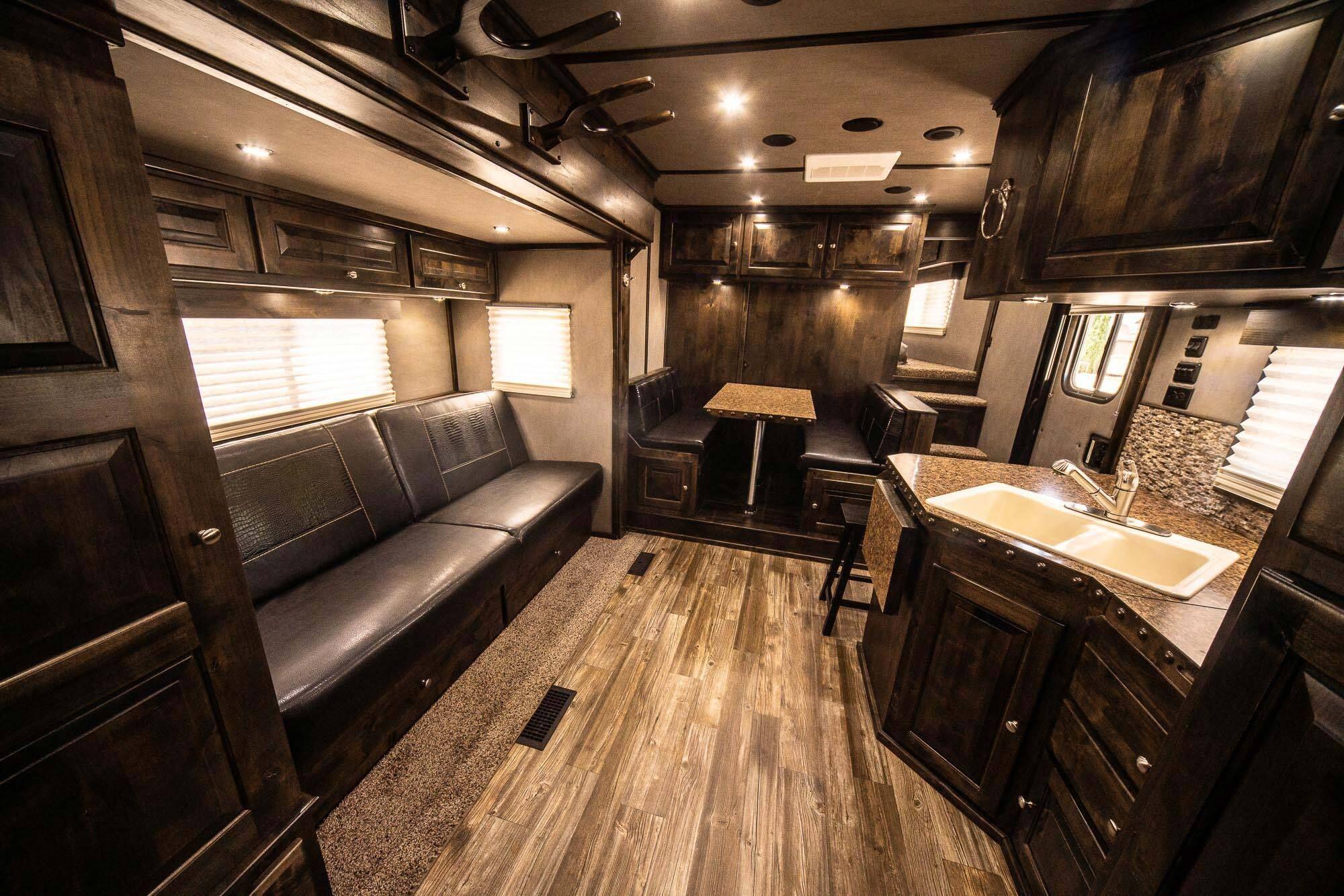 The living quarters of a horse trailer